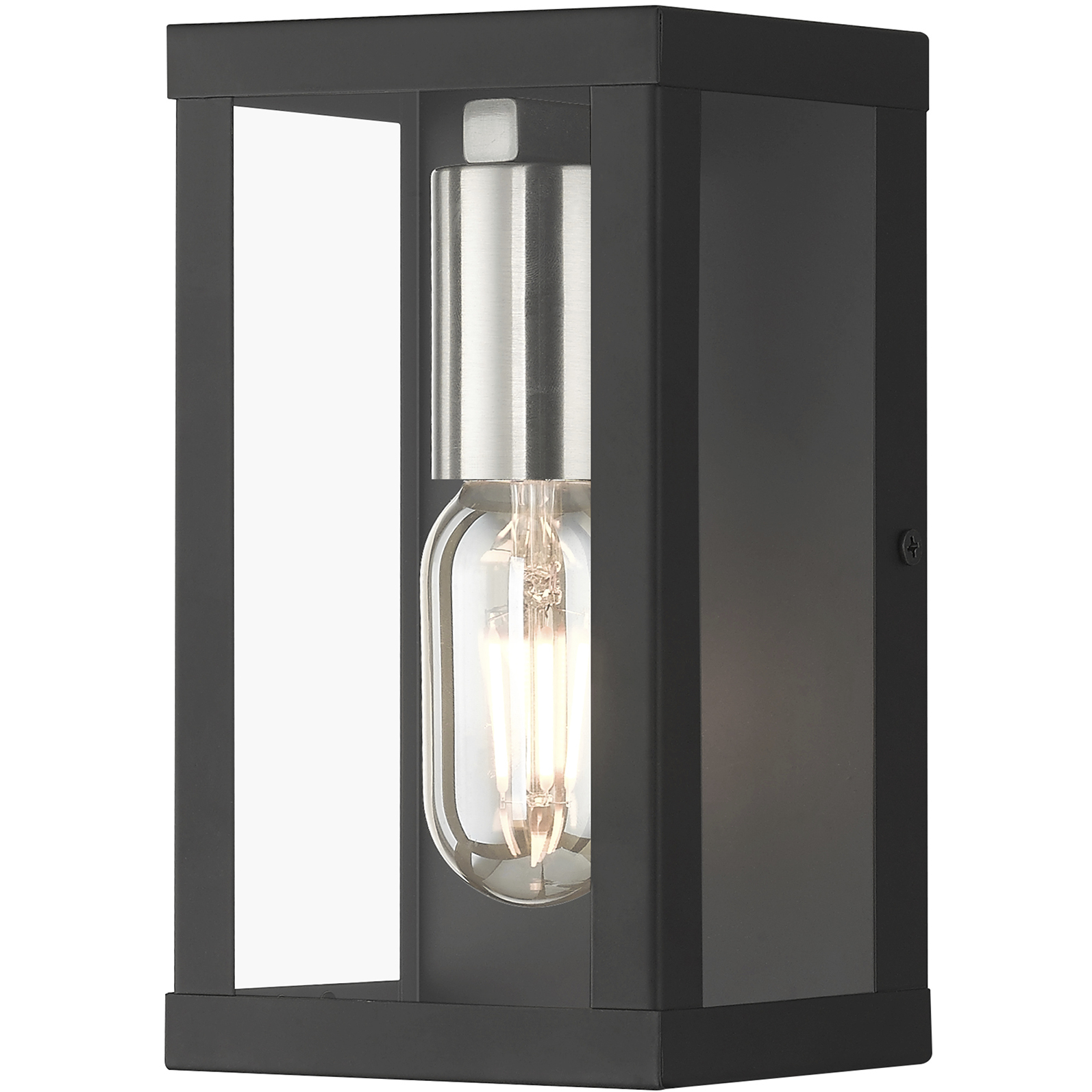 Gaffney 1 Light 8 inch Black with Brushed Nickel Finish Accents Outdoor Wall Lantern in Black with Brushed Nickel Accents, Small