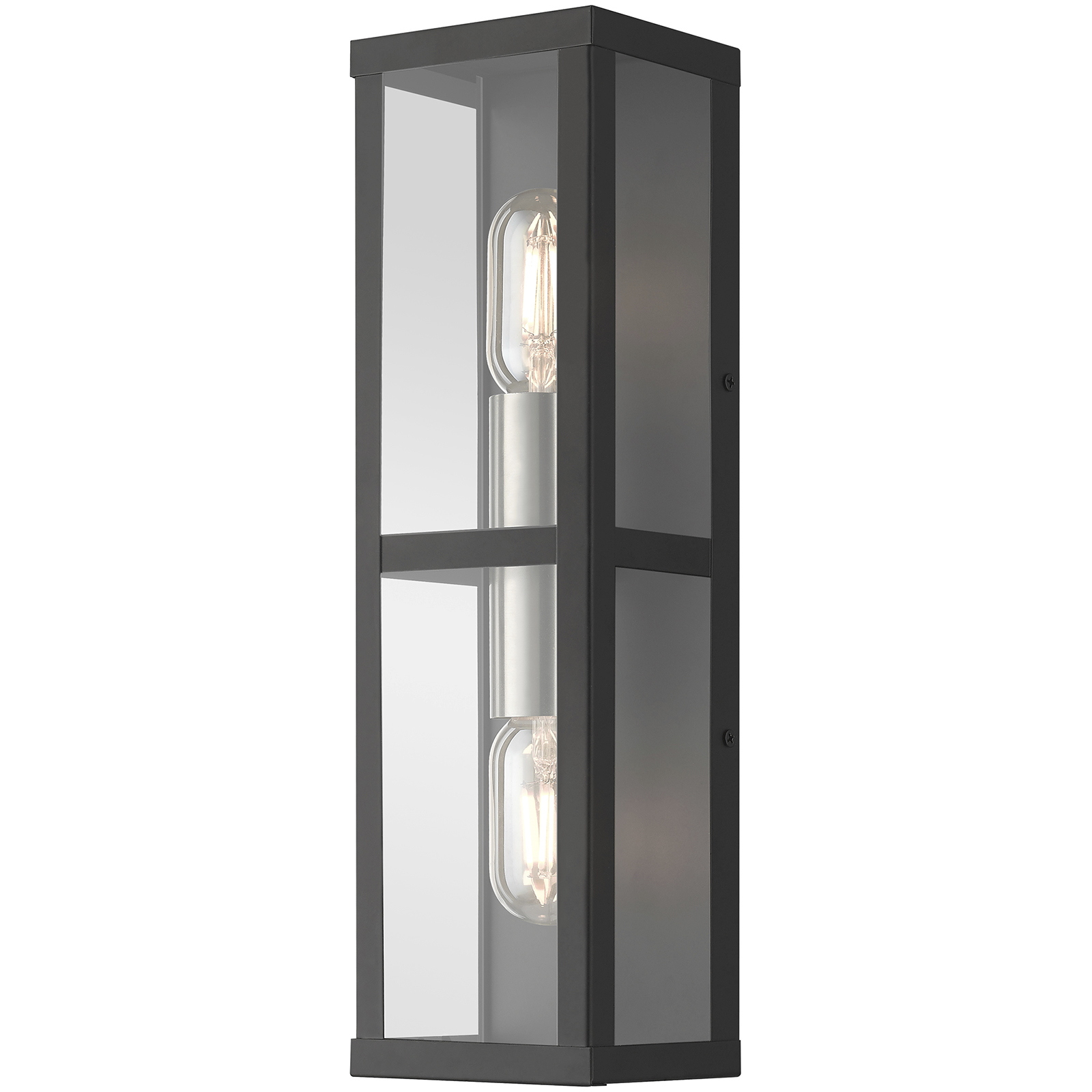 Gaffney 2 Light 16 inch Black with Brushed Nickel Finish Accents Outdoor ADA Wall Lantern in Black with Brushed Nickel Accent