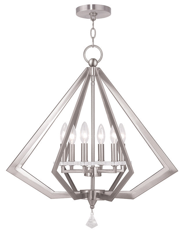 Diamond 6 Light 25 inch Brushed Nickel Chandelier Ceiling Light