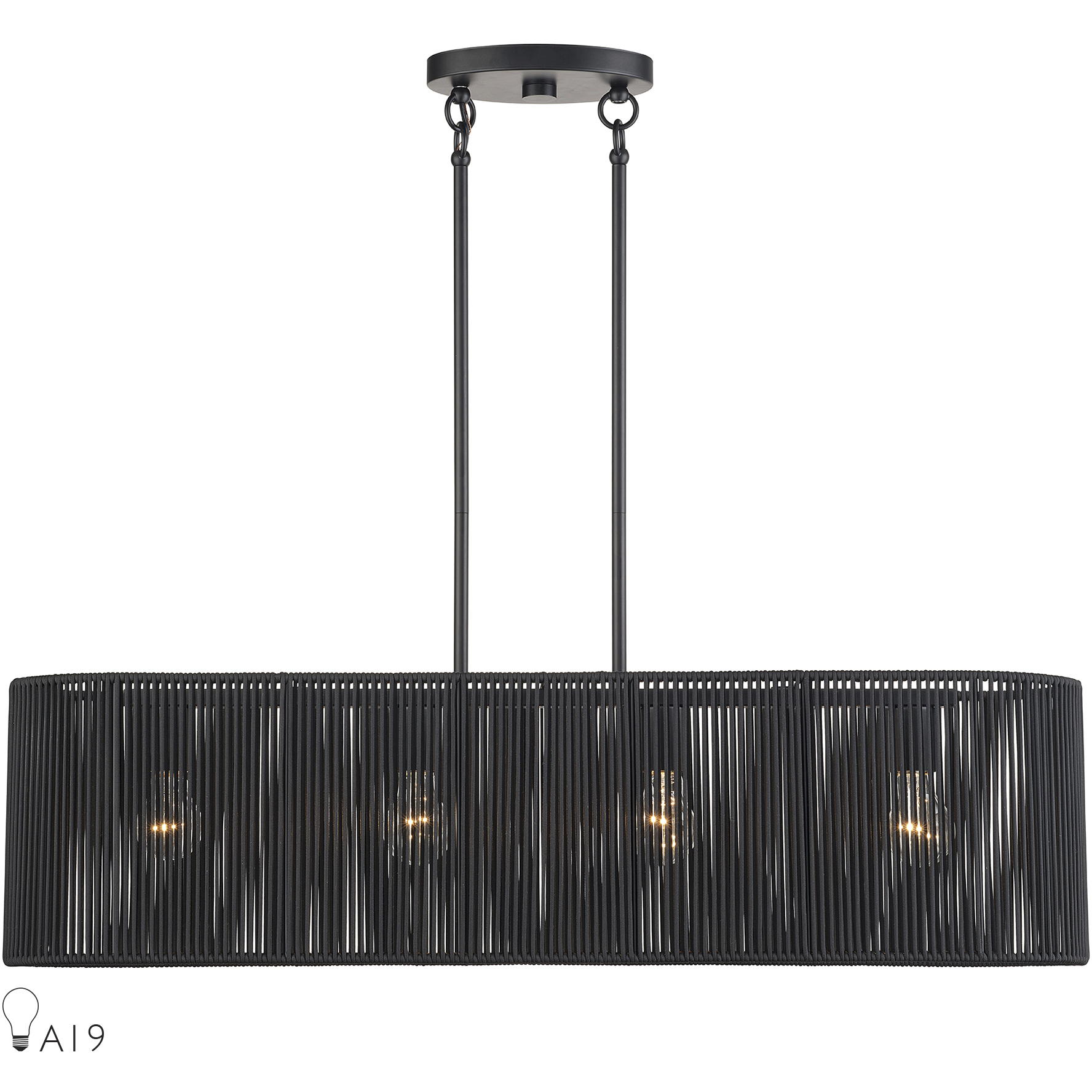 Acordia 4 Light 36 inch Black Linear Chandelier Ceiling Light, Large