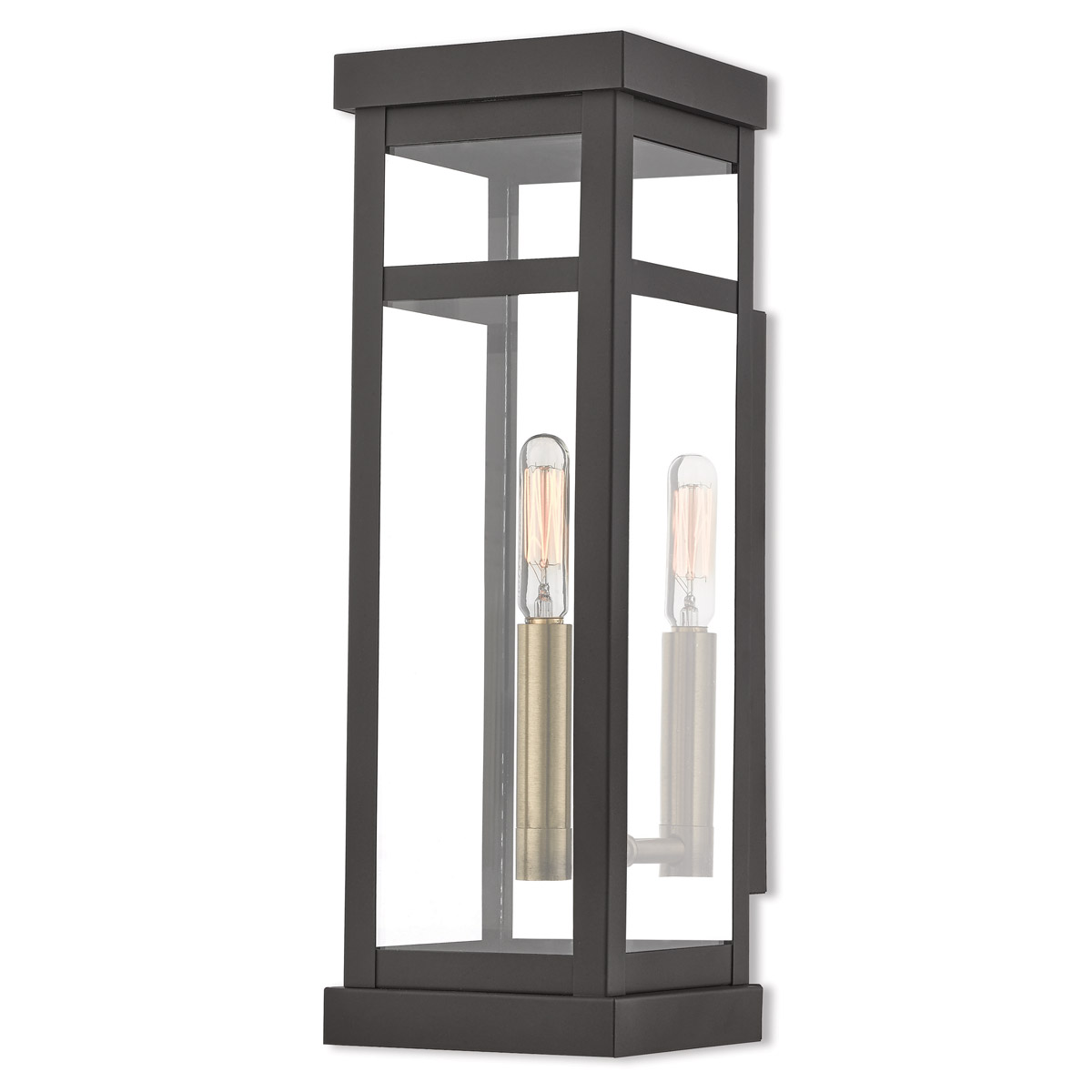 Hopewell 1 Light 15 inch Bronze with Antique Brass Finish Cluster and Polished Chrome Stainless Steel Reflector Tall Outdoor Wall Lantern