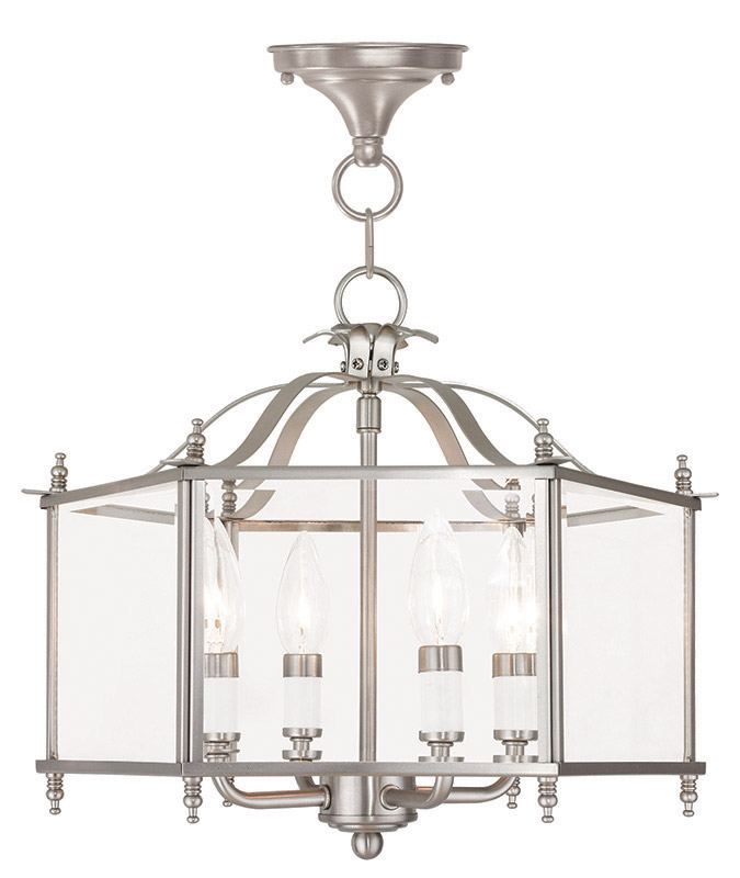 Livingston 4 Light 15.5 inch Brushed Nickel Convertible Pendant/Ceiling Mount Ceiling Light