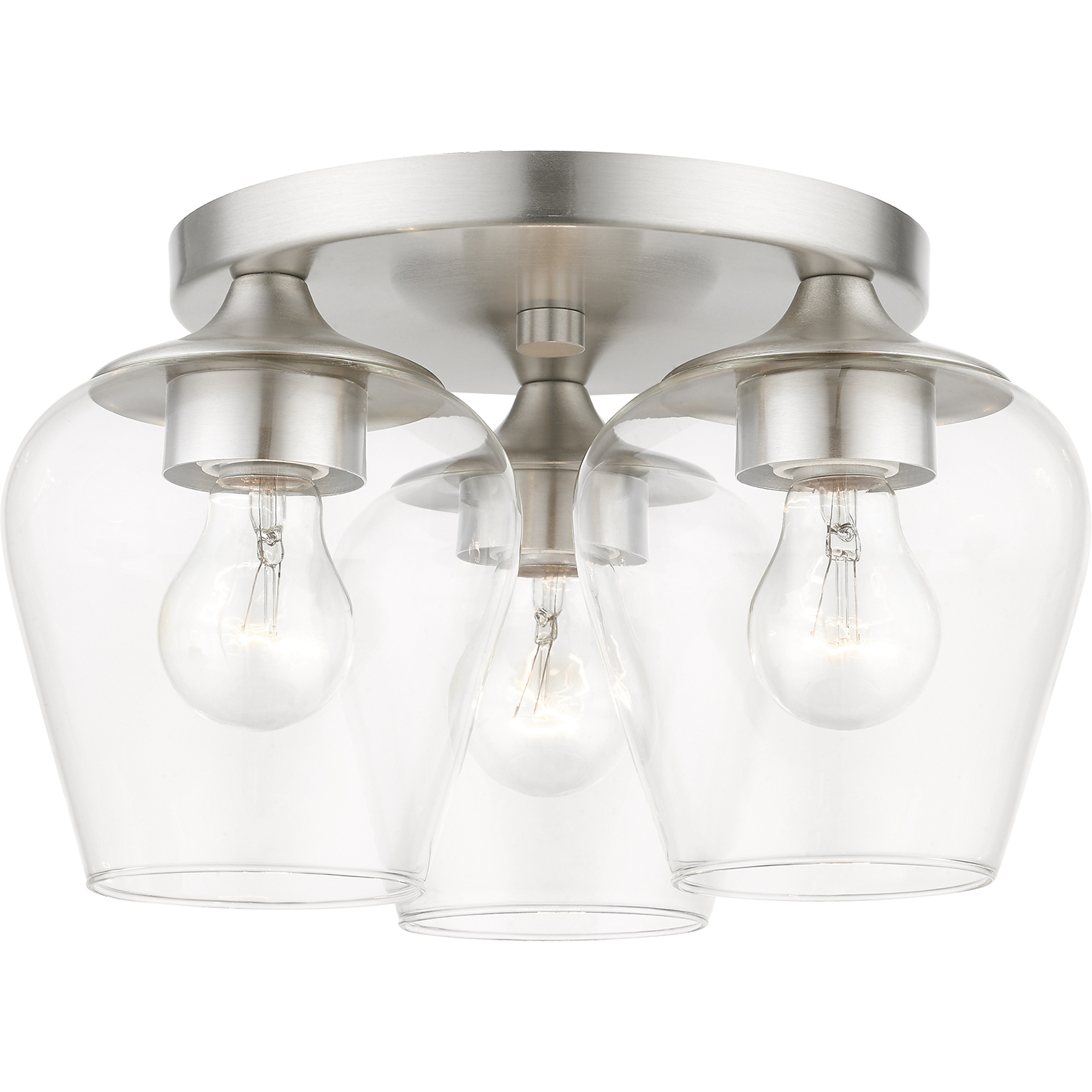 Willow 3 Light 13 inch Brushed Nickel Flush Mount Ceiling Light