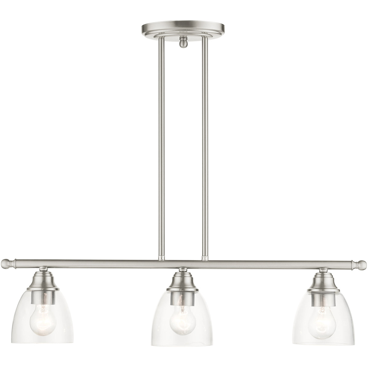 Montgomery 3 Light 30 inch Brushed Nickel Linear Chandelier Ceiling Light
