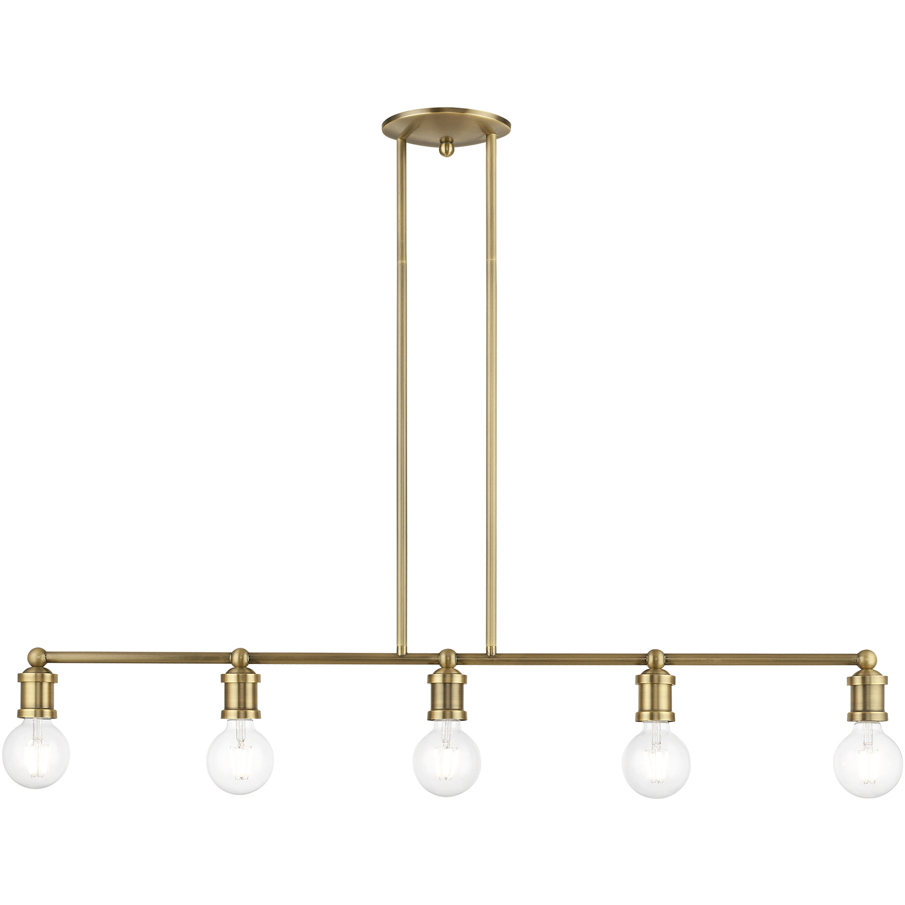 Lansdale 5 Light 6 inch Antique Brass Large Linear Chandelier Ceiling Light, Large