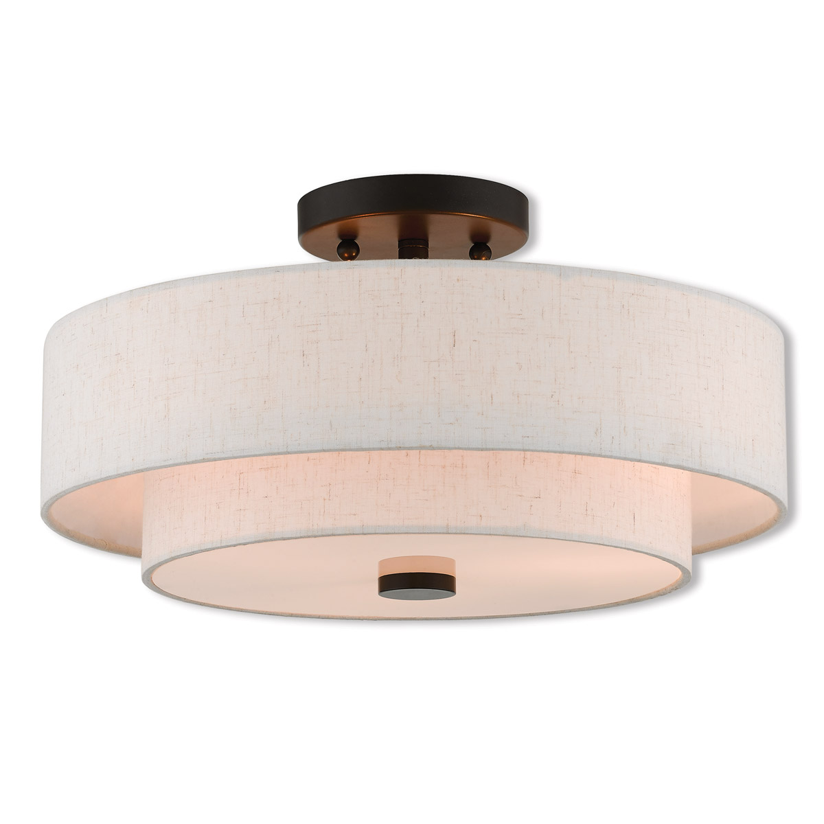 Monroe 3 Light 15 inch English Bronze Semi-Flush Ceiling Light
