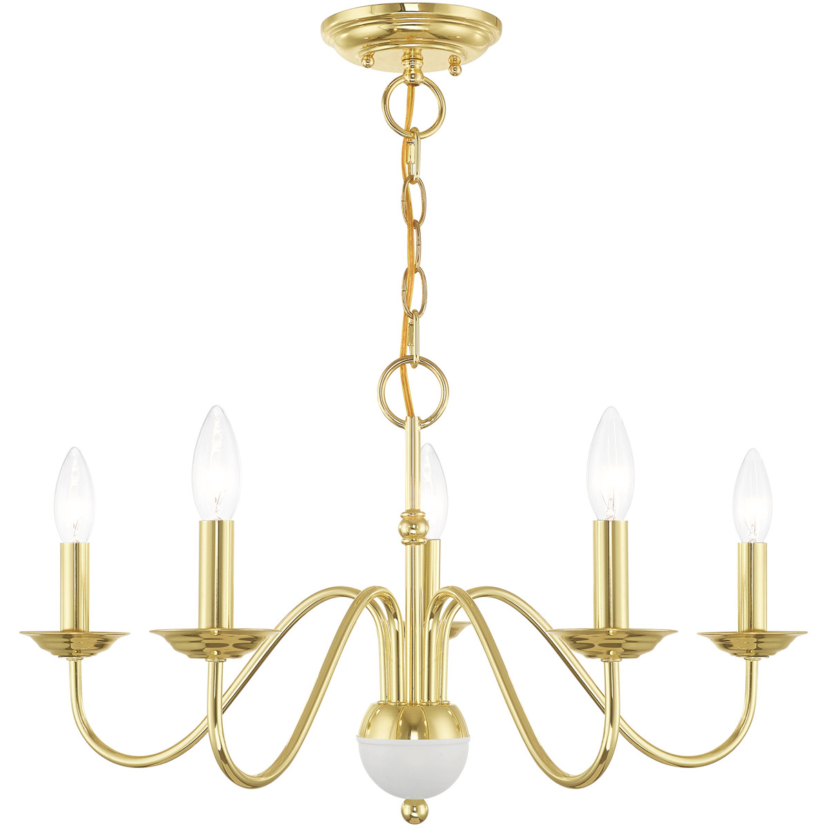 Windsor 5 Light 24 inch Polished Brass Chandelier Ceiling Light