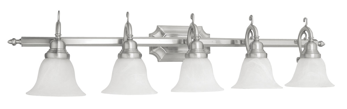 French Regency 5 Light 40.5 inch Brushed Nickel Bath Vanity Wall Light