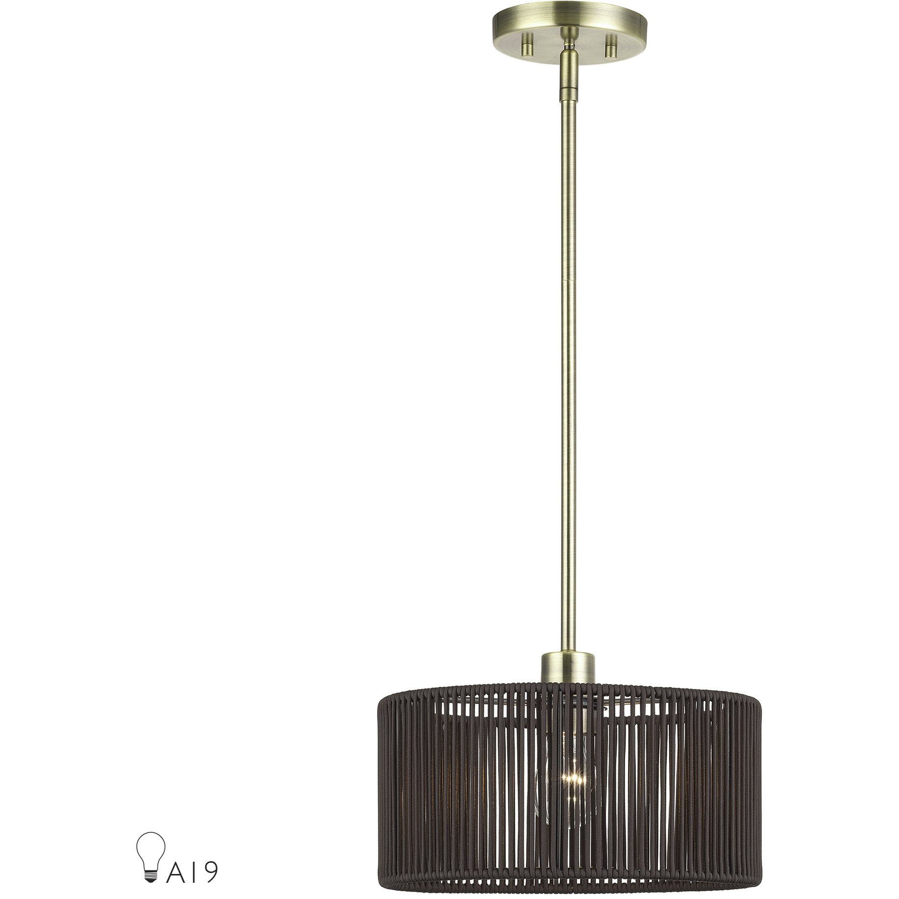 Acordia 1 Light 12 inch Antique Brass Pendant Ceiling Light
