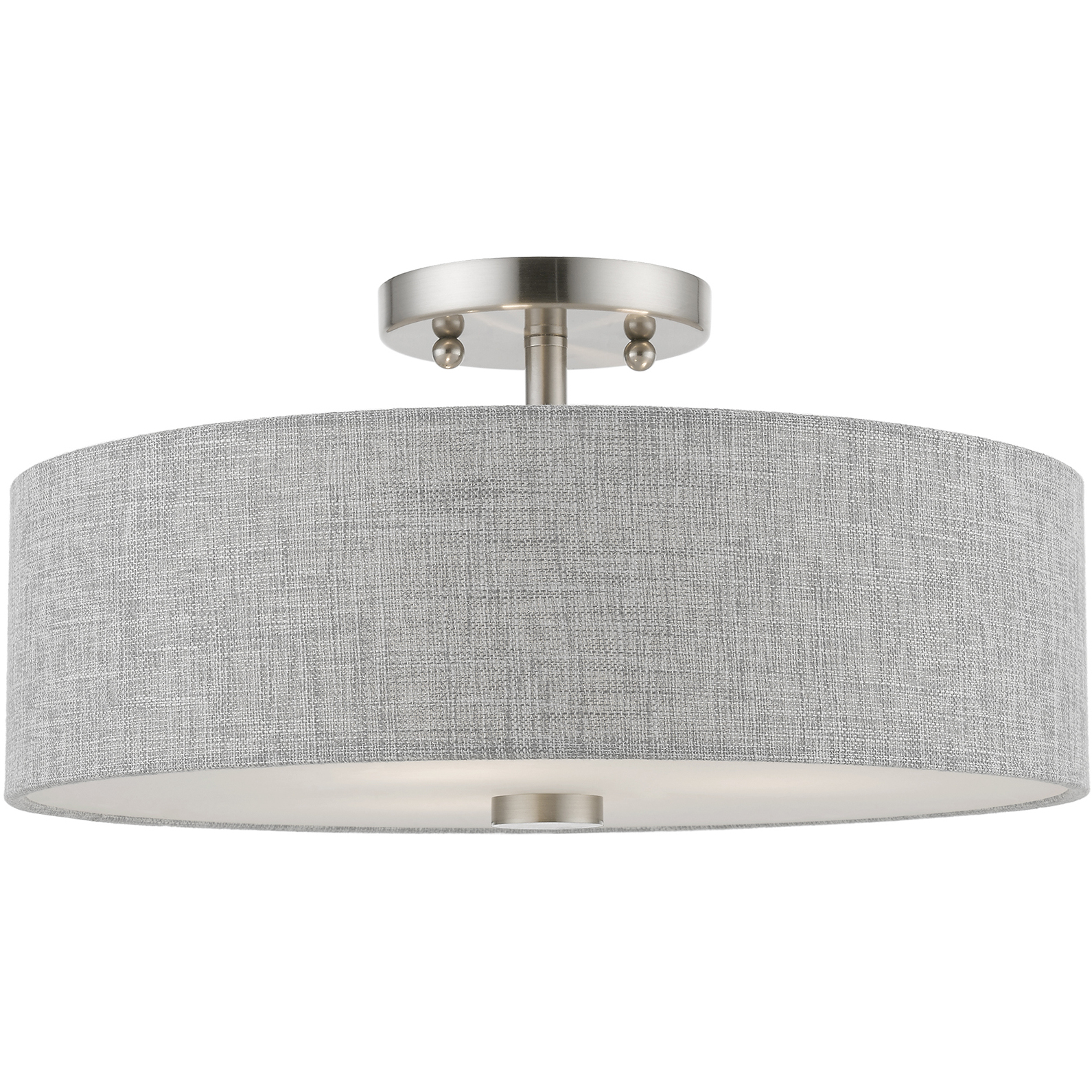 Dakota 3 Light 15 inch Brushed Nickel with Shiny White Accents Semi-Flush Ceiling Light