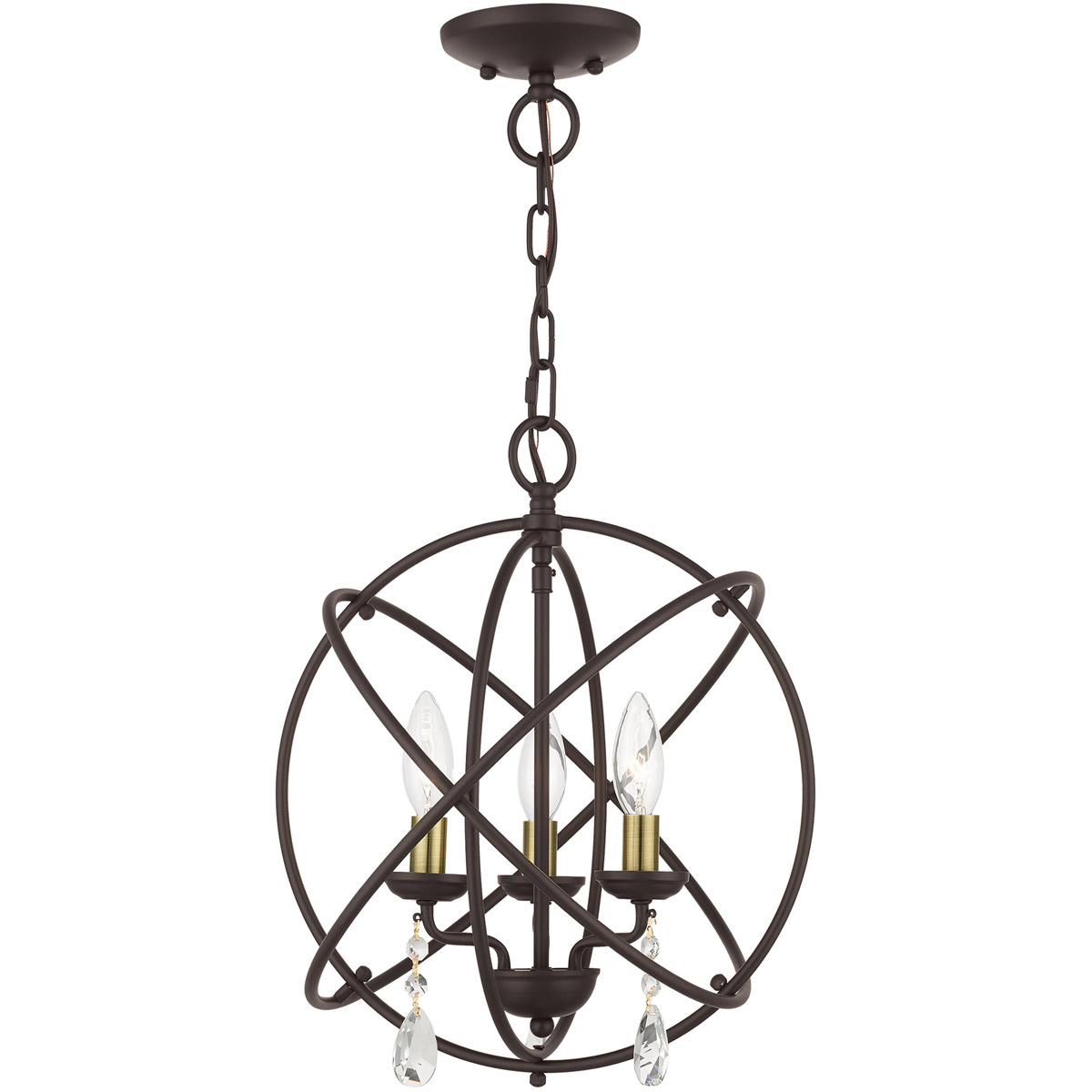 Aria 3 Light 15.5 inch Bronze Convertible Chandelier / Semi Flush Ceiling Light