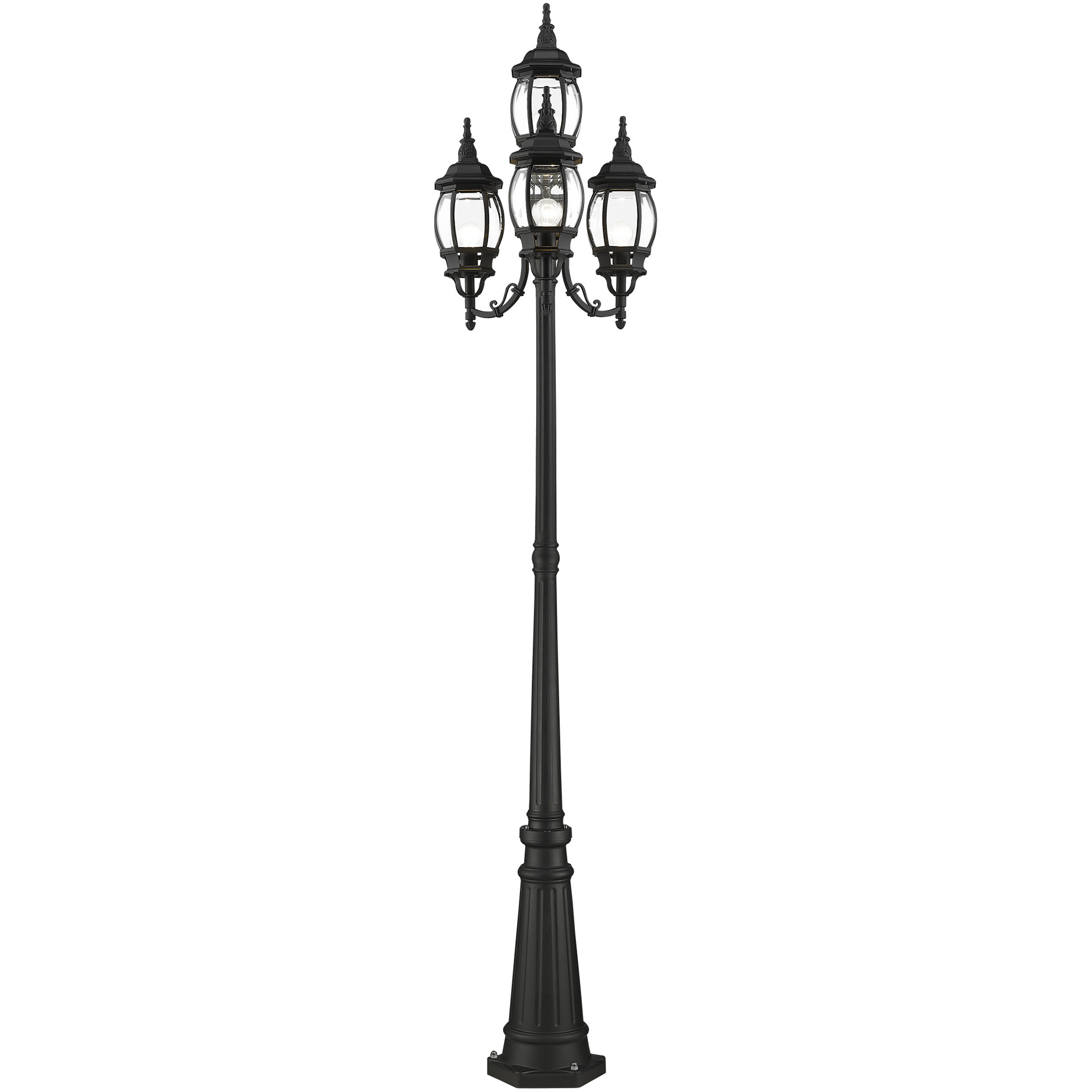 Frontenac 4 Light 93 inch Textured Black Outdoor Post Light