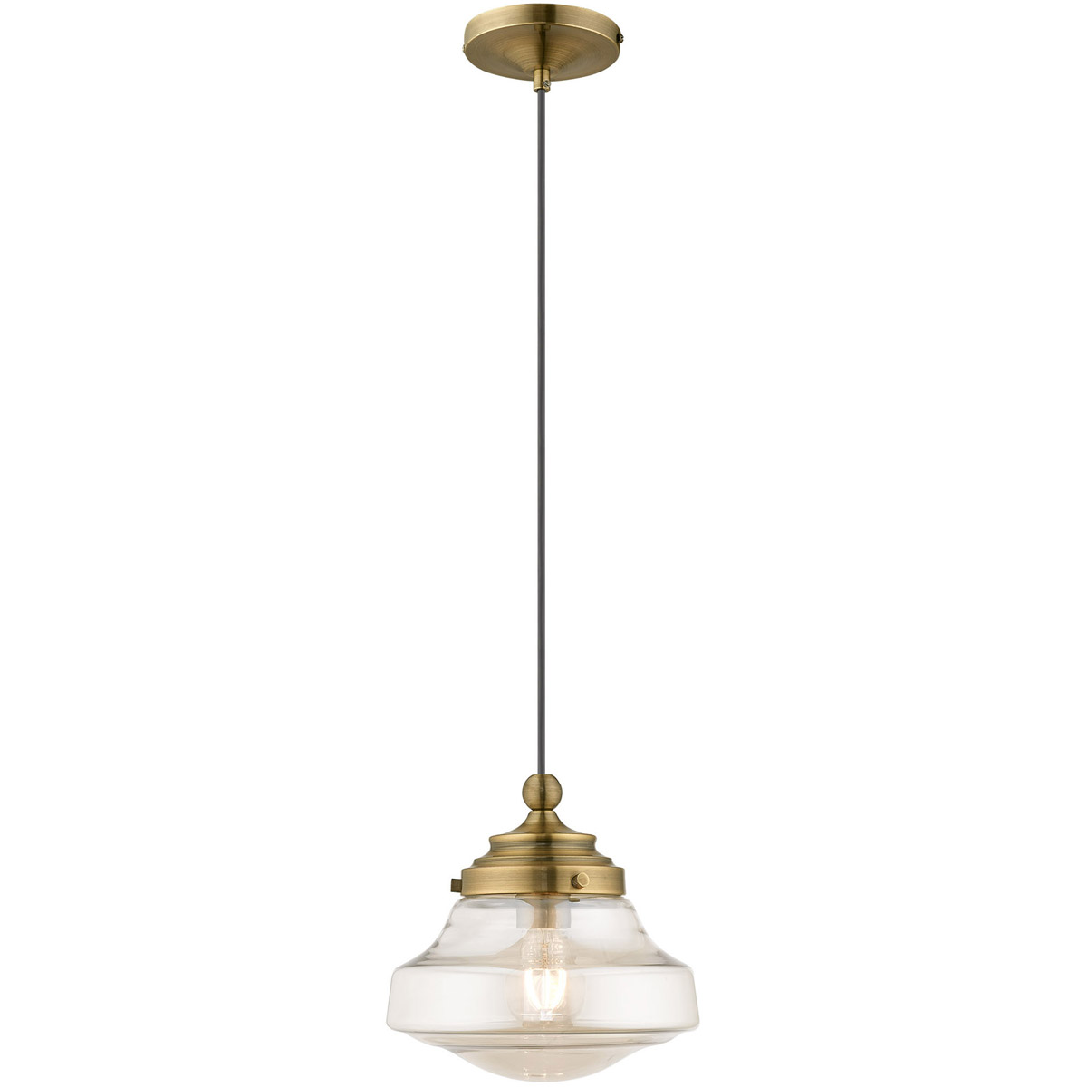 Art Glass 1 Light 9 inch Antique Brass Mini Pendant Ceiling Light