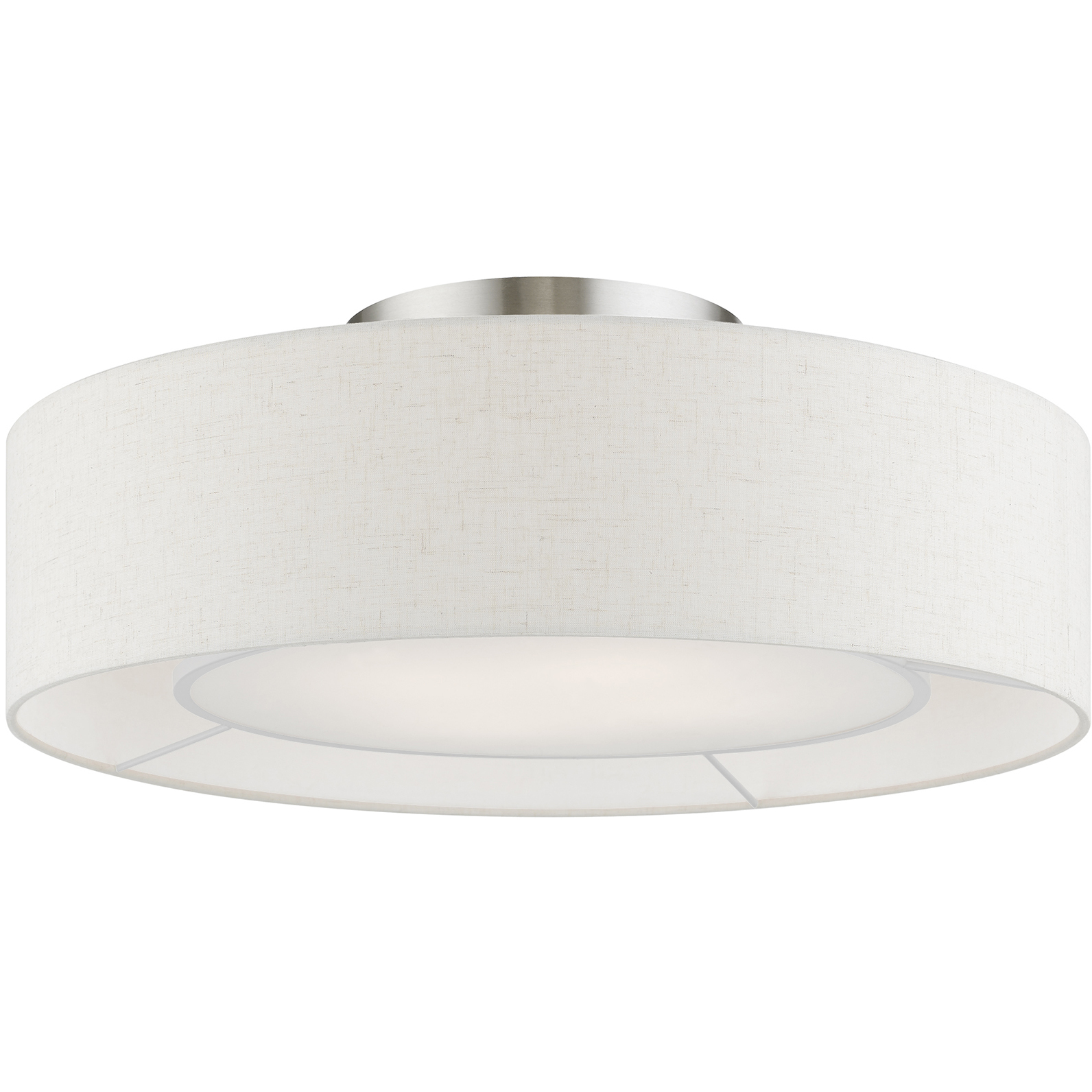 Ellsworth 4 Light 21 inch Brushed Nickel with Shiny White Accents Semi-Flush Ceiling Light