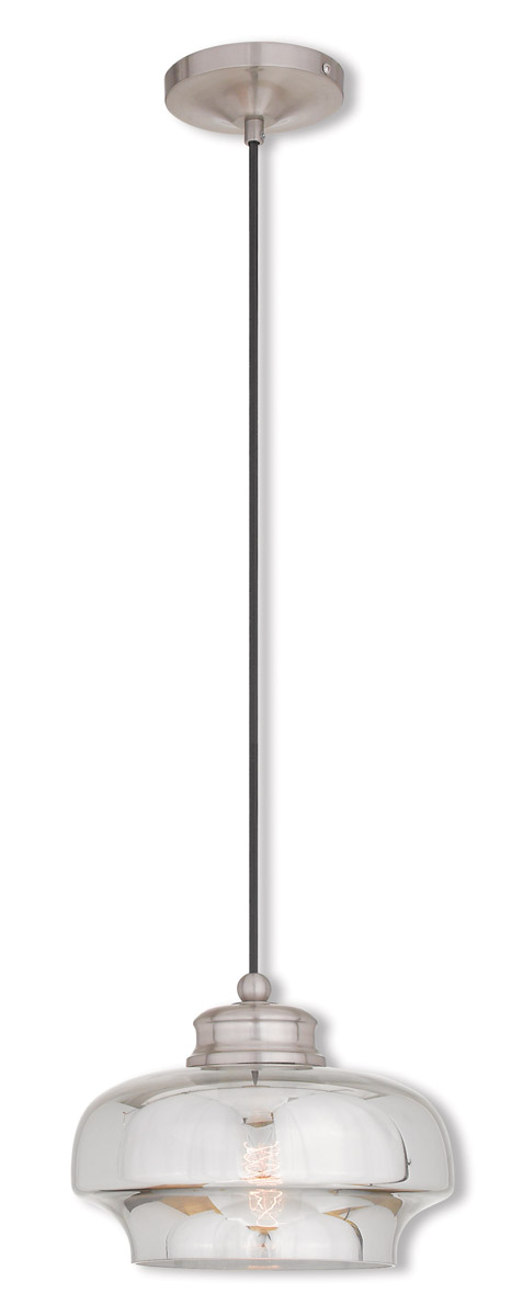 Art Glass 1 Light 9.25 inch Brushed Nickel Mini Pendant Ceiling Light