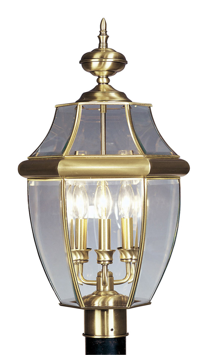 Monterey 3 Light 23.5 inch Antique Brass Outdoor Post Top Lantern