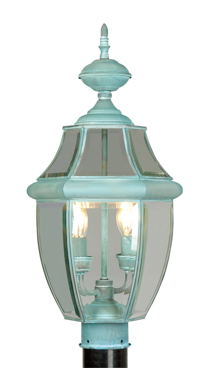 Monterey 2 Light 21.5 inch Verdigris Outdoor Post Top Lantern