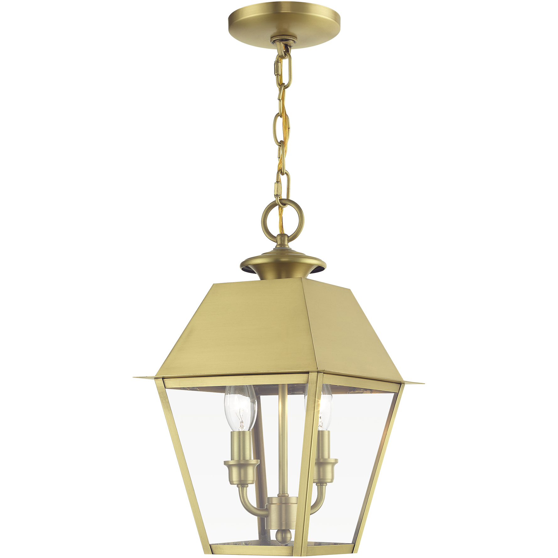 Wentworth 2 Light 15 inch Natural Brass Outdoor Medium Pendant Lantern, Medium