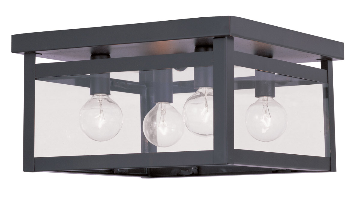 Milford 4 Light 11 inch Bronze Flush Mount Ceiling Light