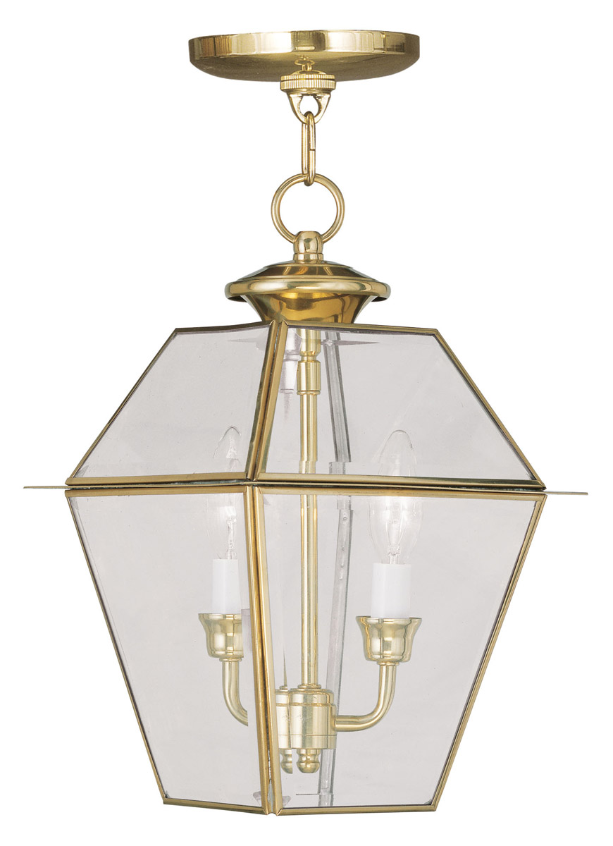 Westover 2 Light 9 inch Polished Brass Medium Outdoor Pendant Lantern