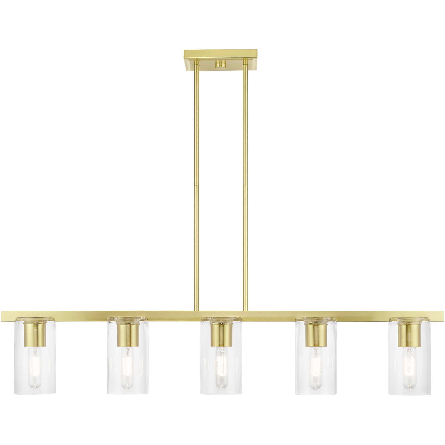 Clarion 5 Light 42 inch Satin Brass Linear Chandelier Ceiling Light