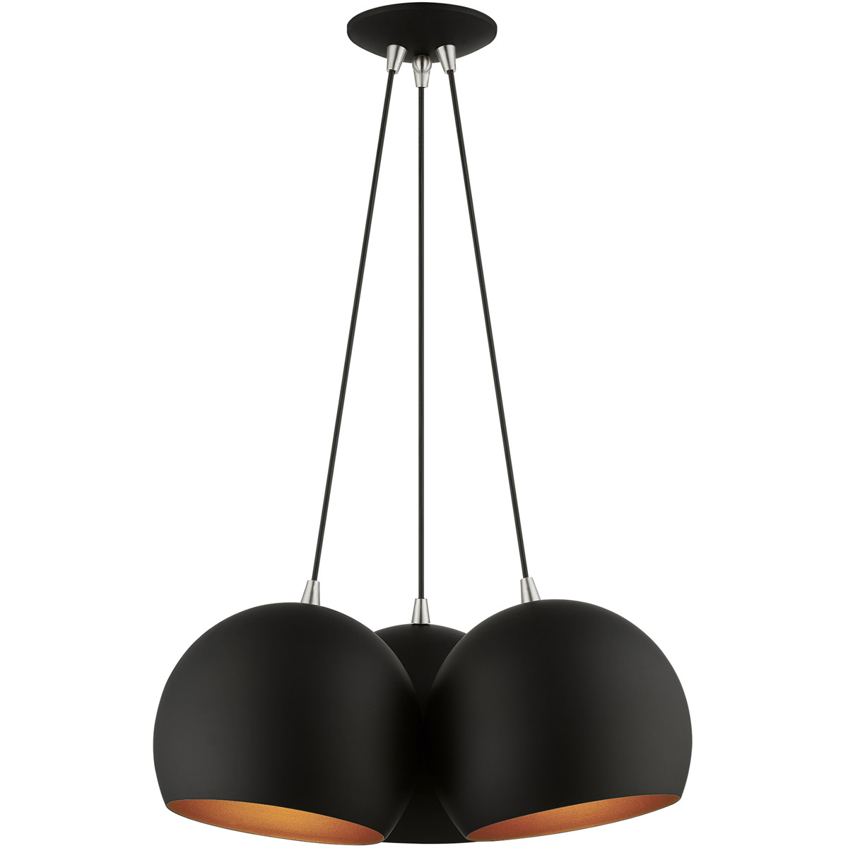 Piedmont 3 Light 21.5 inch Black with Brushed Nickel Accents Globe Pendant Ceiling Light