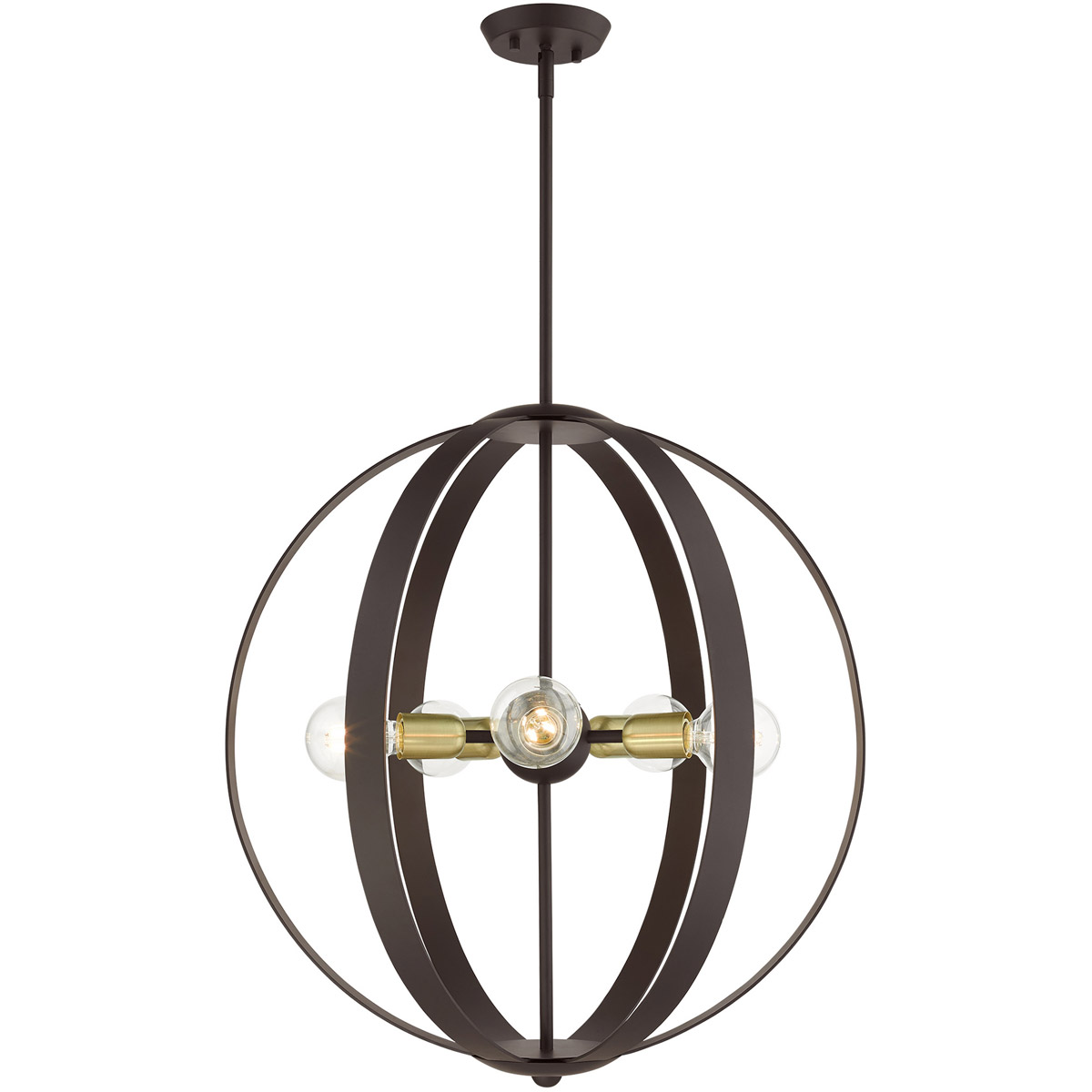 Modesto 5 Light 24 inch Bronze with Satin Brass Accents Pendant Chandelier Ceiling Light