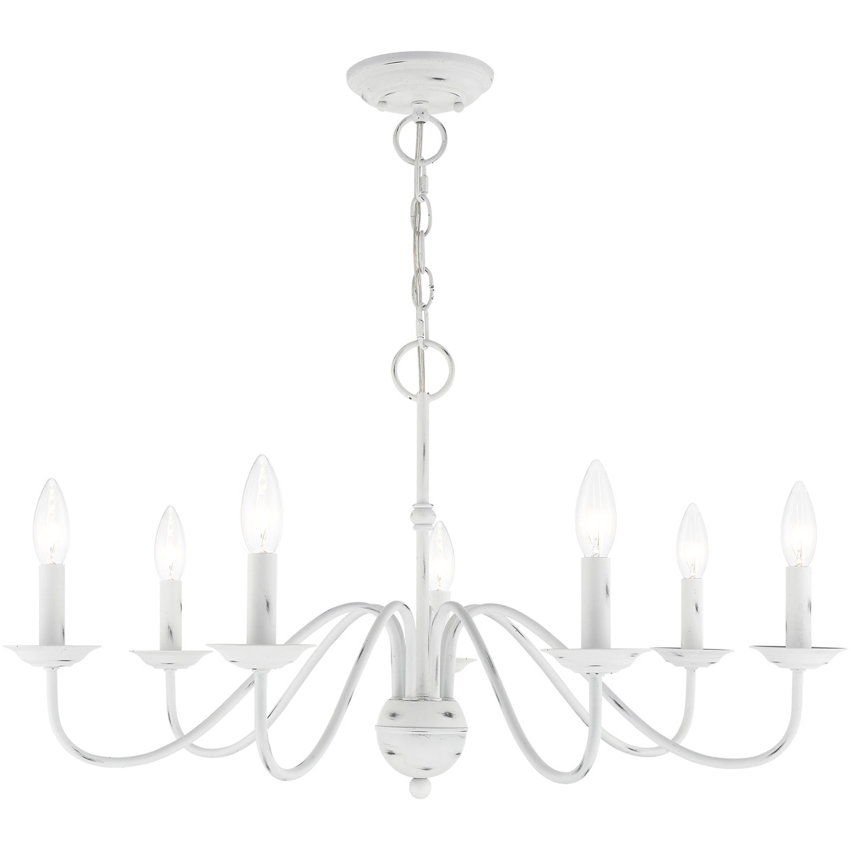 Windsor 7 Light 28 inch Antique White Chandelier Ceiling Light