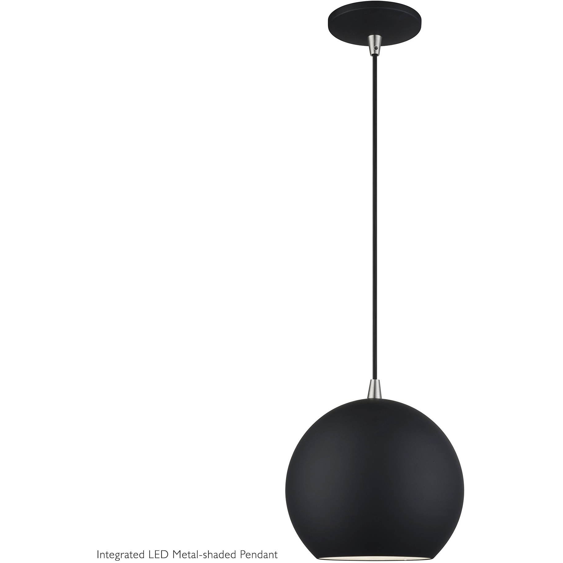 Kuppola 9.25 inch Black with Brushed Nickel Accents Globe Pendant Ceiling Light, Globe