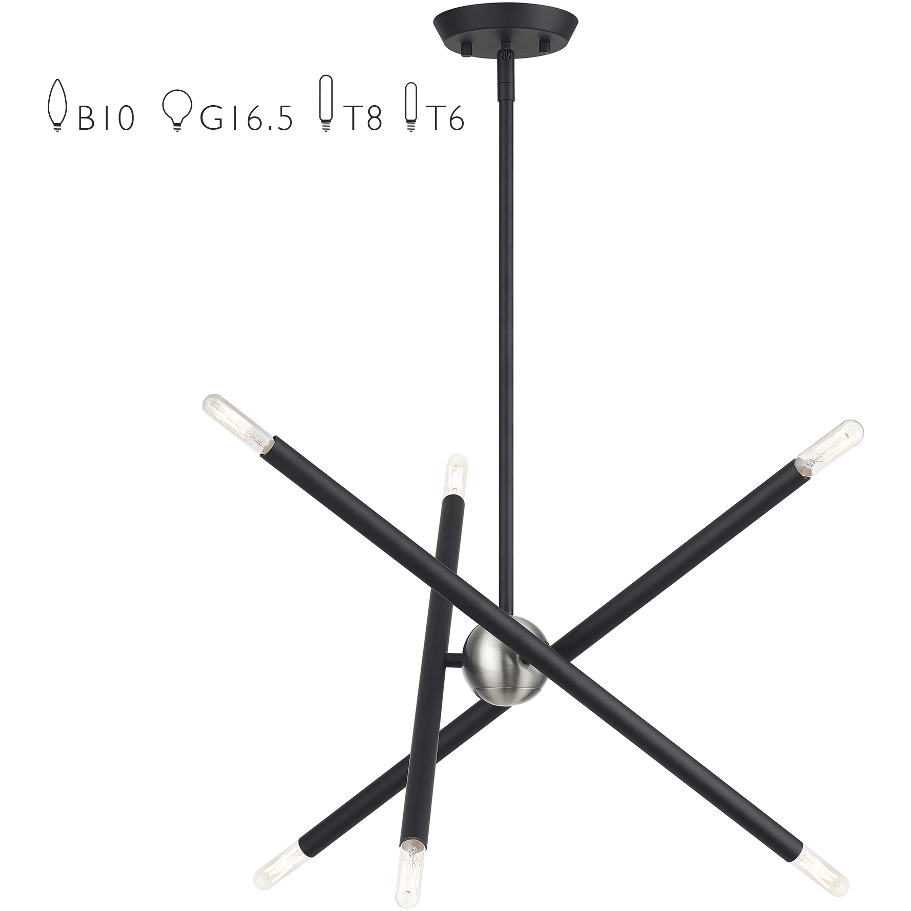 Soho 6 Light 20 inch Black Chandelier Ceiling Light