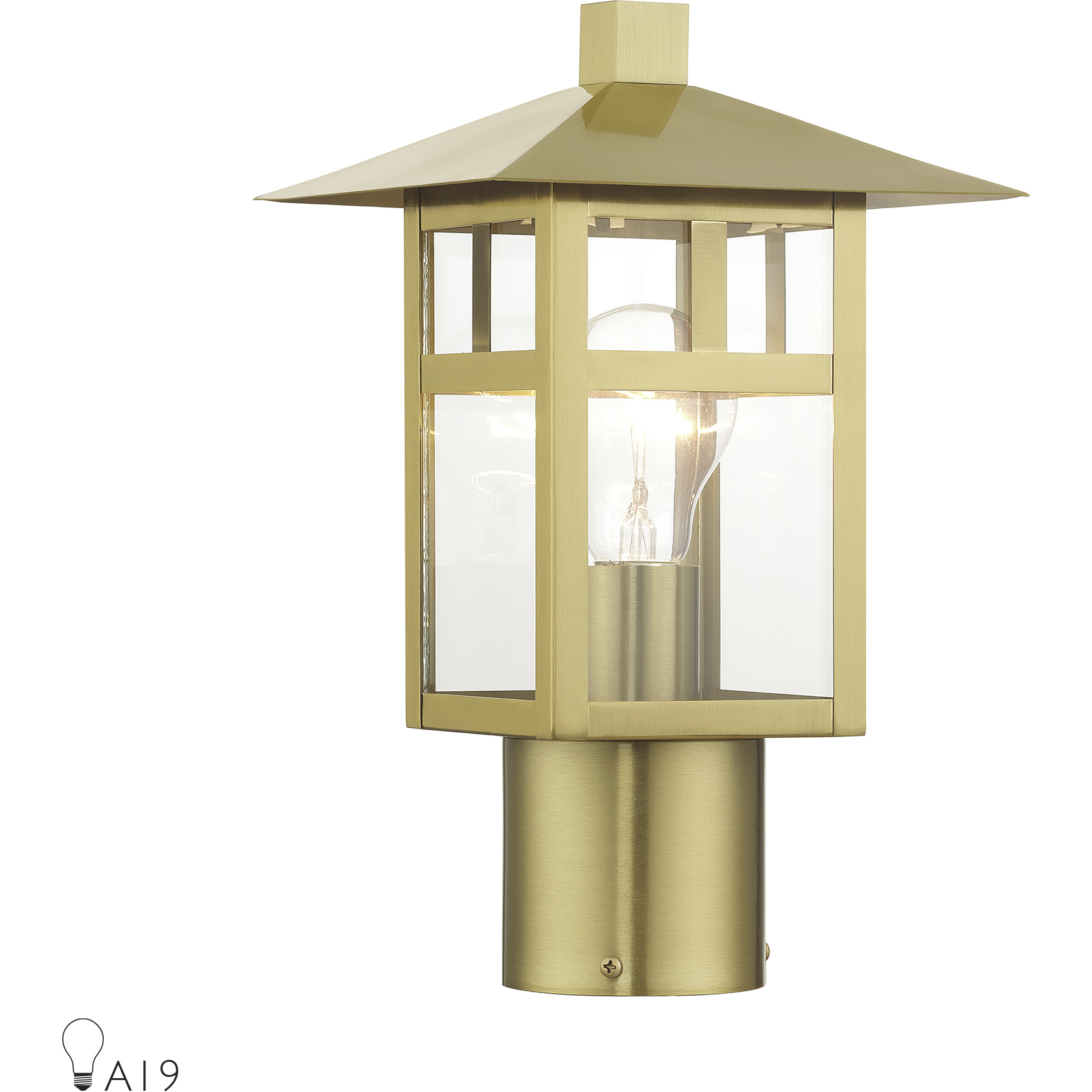 Crestlake 1 Light 11.75 inch Satin Gold Medium Outdoor Post Top Lantern