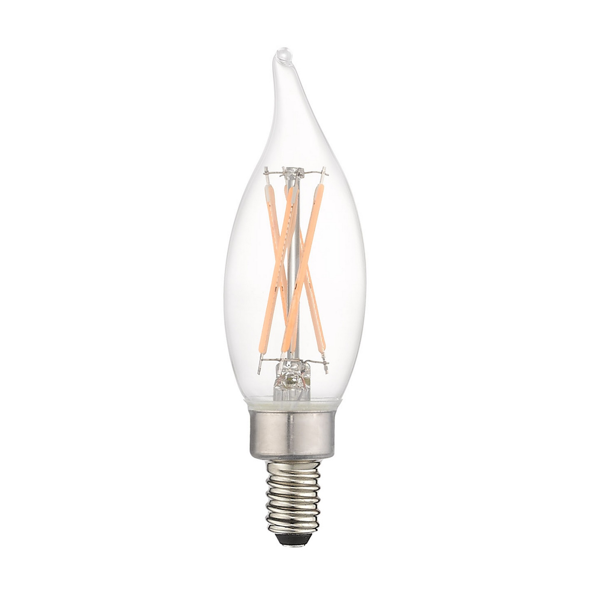 Allison LED CA10 Flame Tip E12 Candelabra Base 4 watt 2700K Filament LED Bulb in 60, Pack of 60