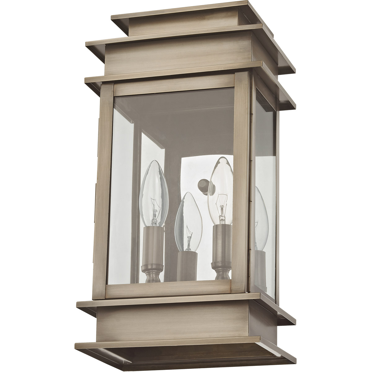Princeton 2 Light 14 inch Vintage Pewter with Polished Chrome Stainless Steel Reflector Medium Outdoor Wall Lantern