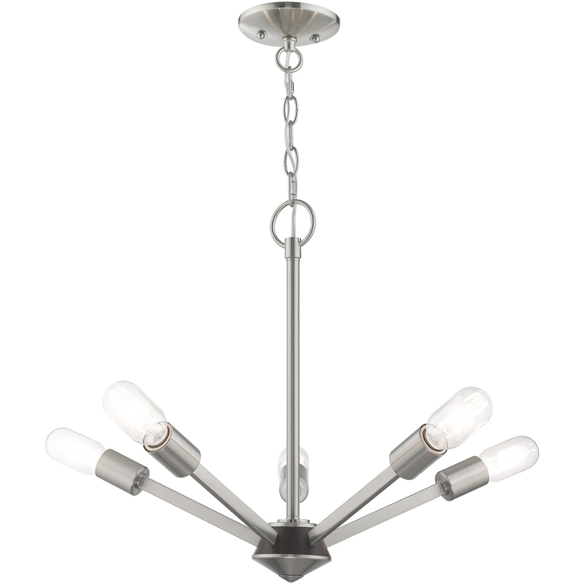 Prague 5 Light 19.5 inch Brushed Nickel Chandelier Ceiling Light