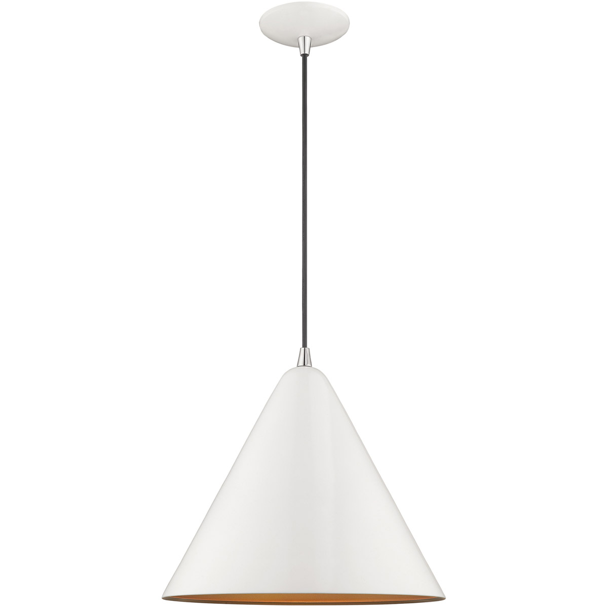 Dulce 1 Light 14 inch Shiny White with Polished Chrome Accents Pendant Ceiling Light