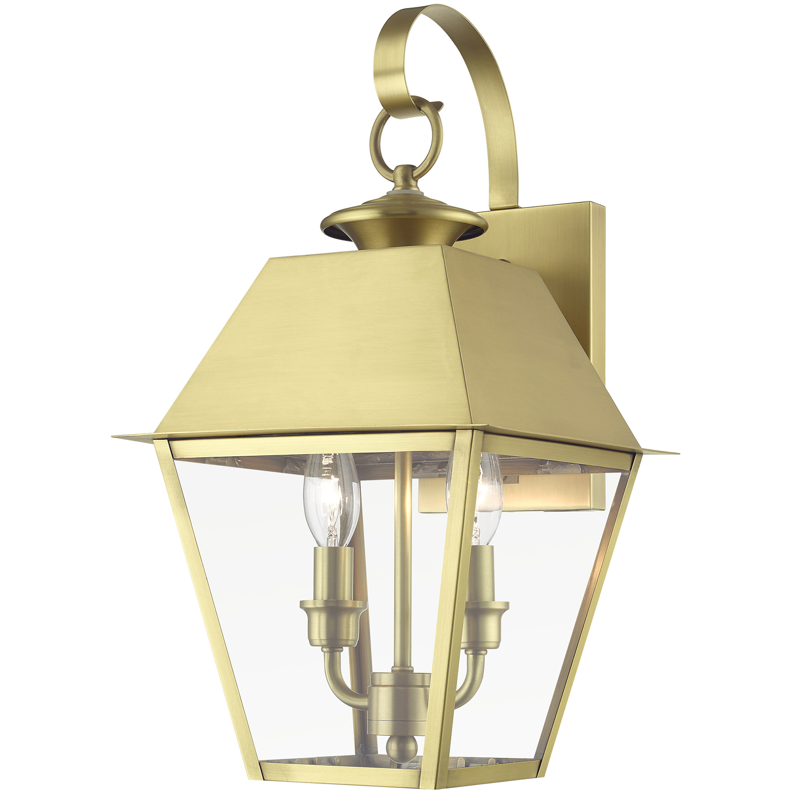 Wentworth 2 Light 16.5 inch Natural Brass Outdoor Wall Lantern, Medium