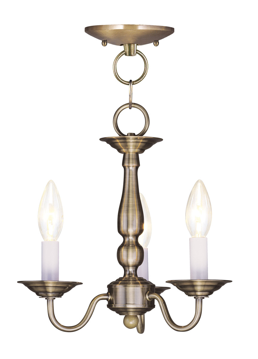 Williamsburgh 3 Light 11 inch Antique Brass Convertible Mini Chandelier/Semi-Flush Ceiling Light