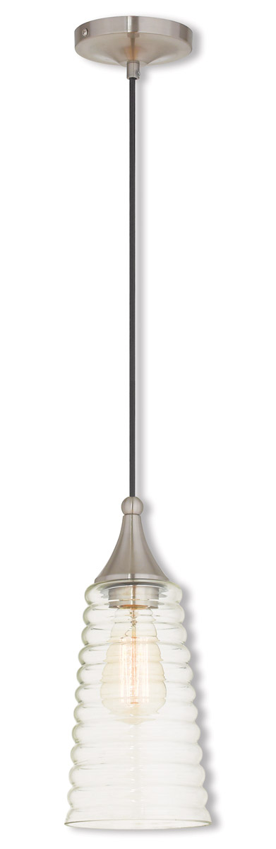 Hand Blown Art Glass Mini Pendants 1 Light 5.5 inch Brushed Nickel Mini Pendant Ceiling Light
