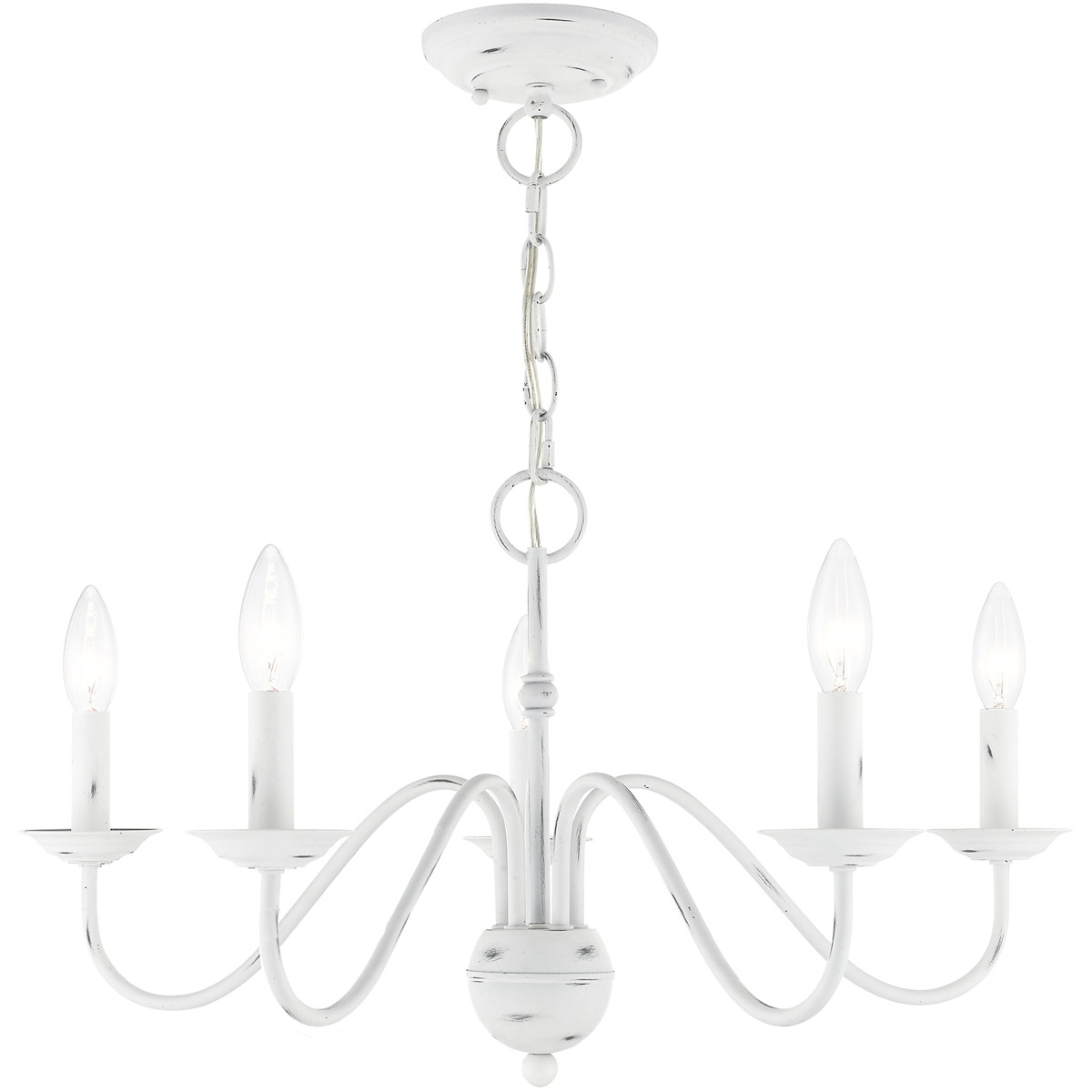 Windsor 5 Light 24 inch Antique White Chandelier Ceiling Light
