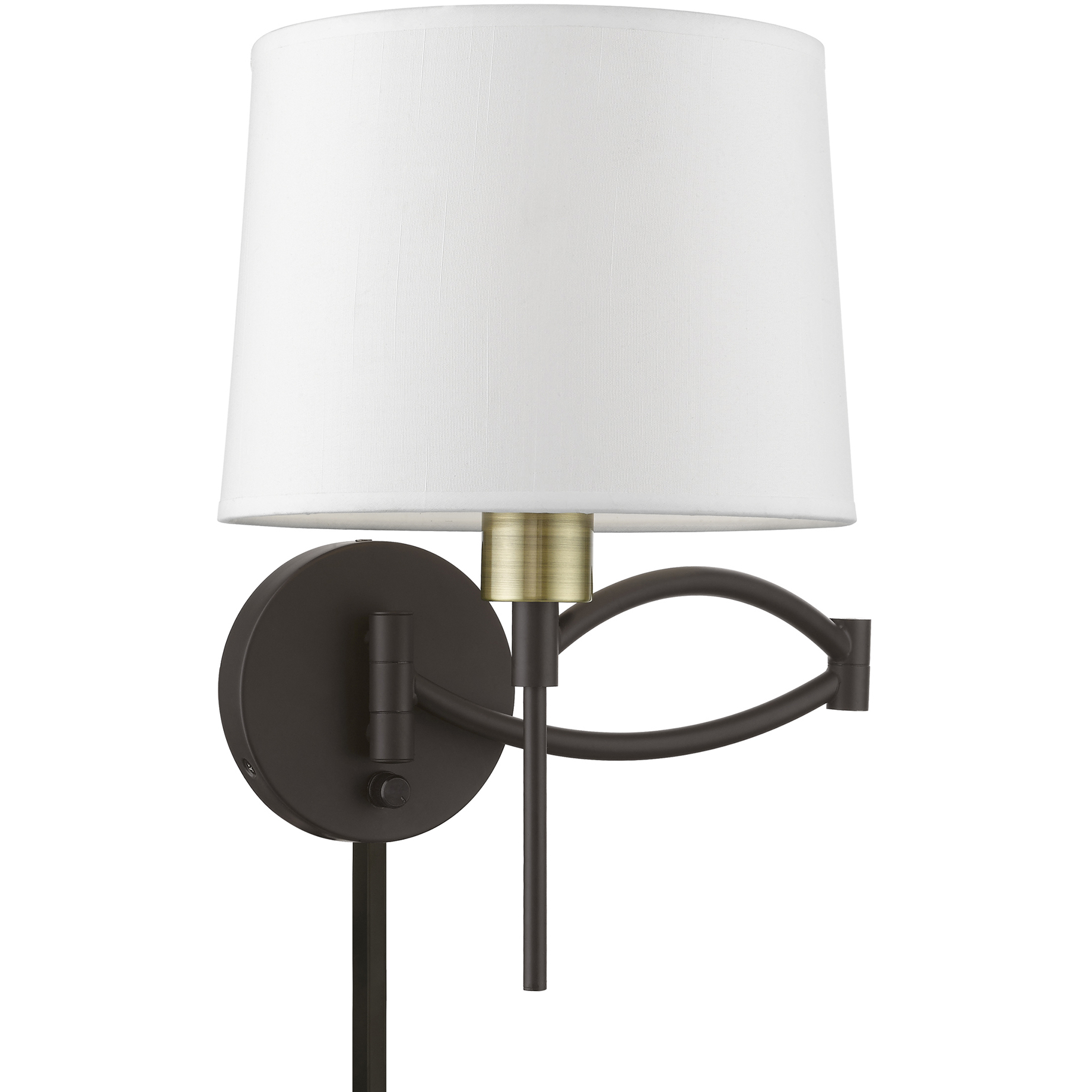 Swing Arm Wall Lamps 10 inch 60 watt Bronze with Antique Brass Accent Swing Arm Wall Lamp Wall Light