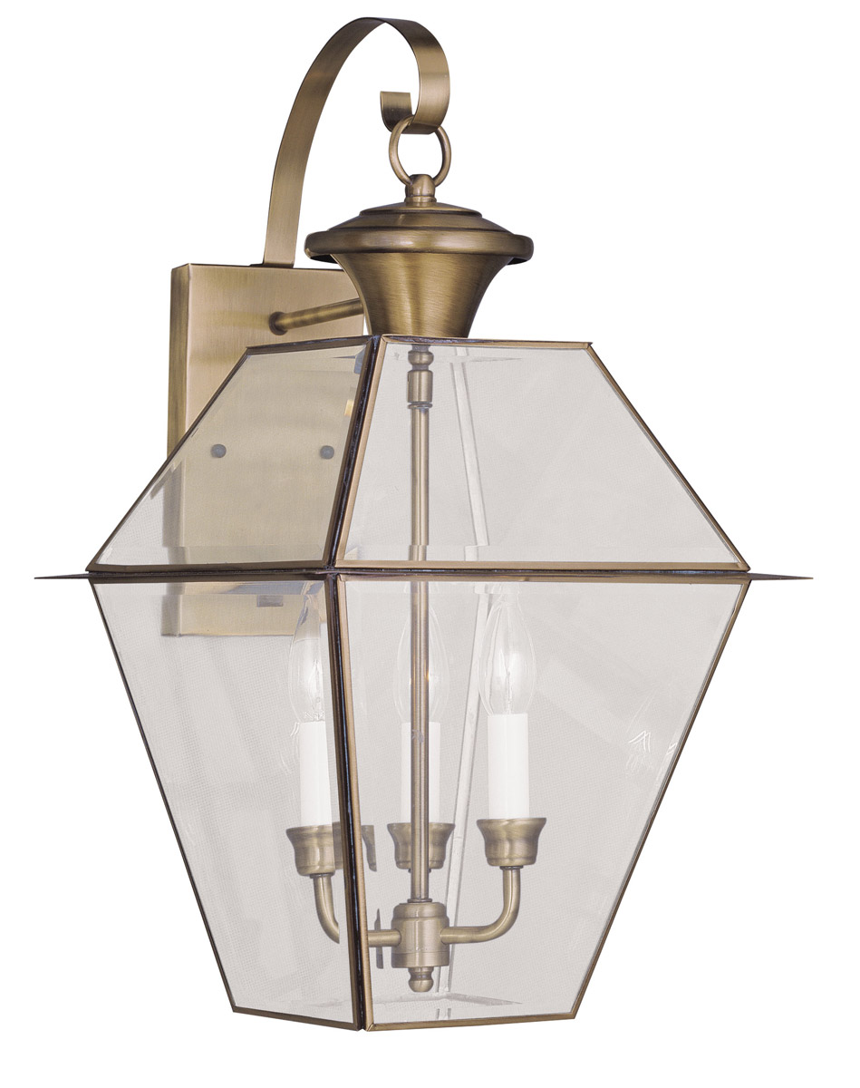 Westover 3 Light 23.25 inch Antique Brass Outdoor Wall Lantern
