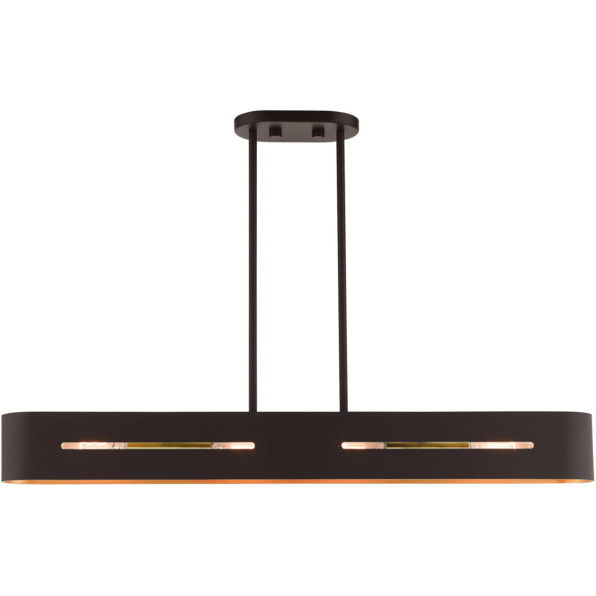 Ravena 4 Light 35.5 inch Bronze with Antique Brass Accents Linear Chandelier Ceiling Light