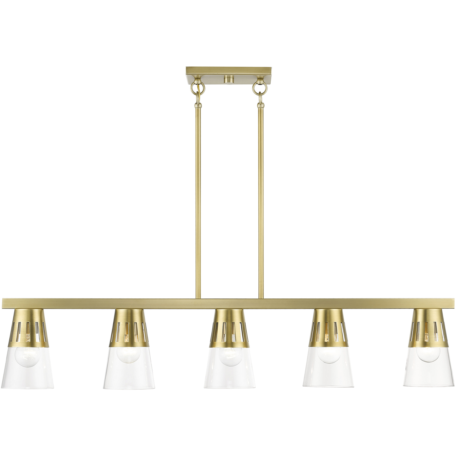 Bennington 5 Light 4.75 inch Natural Brass Large Linear Chandelier Ceiling Light