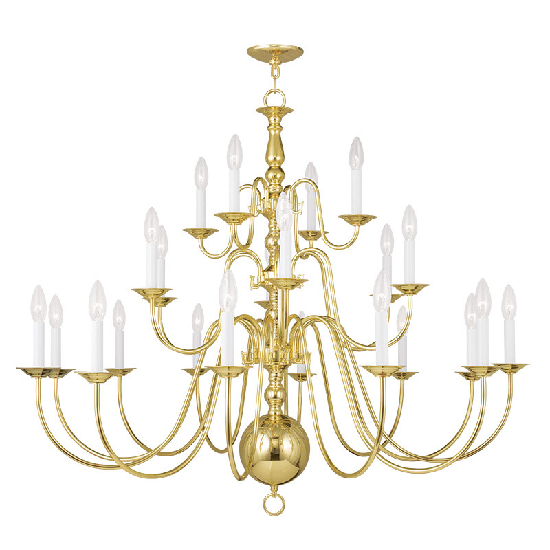 Williamsburgh 22 Light 42 inch Polished Brass Chandelier Ceiling Light