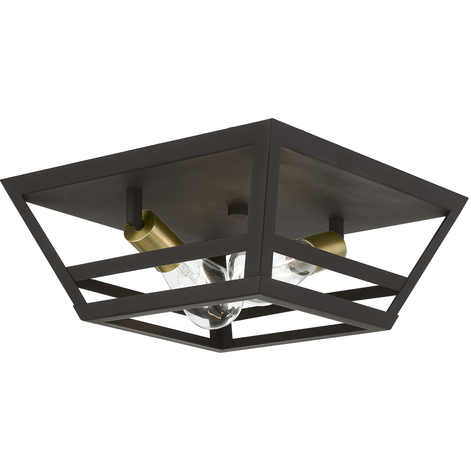 Schofield 2 Light 13 inch Bronze with Antique Brass Accents Flush Mount Ceiling Light