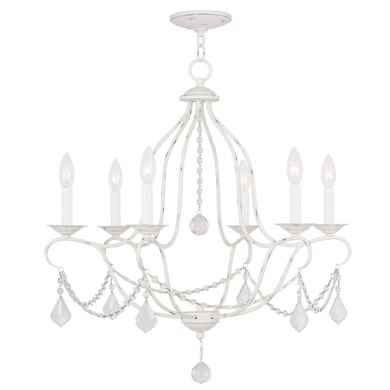 Chesterfield 6 Light 25 inch Antique White Chandelier Ceiling Light