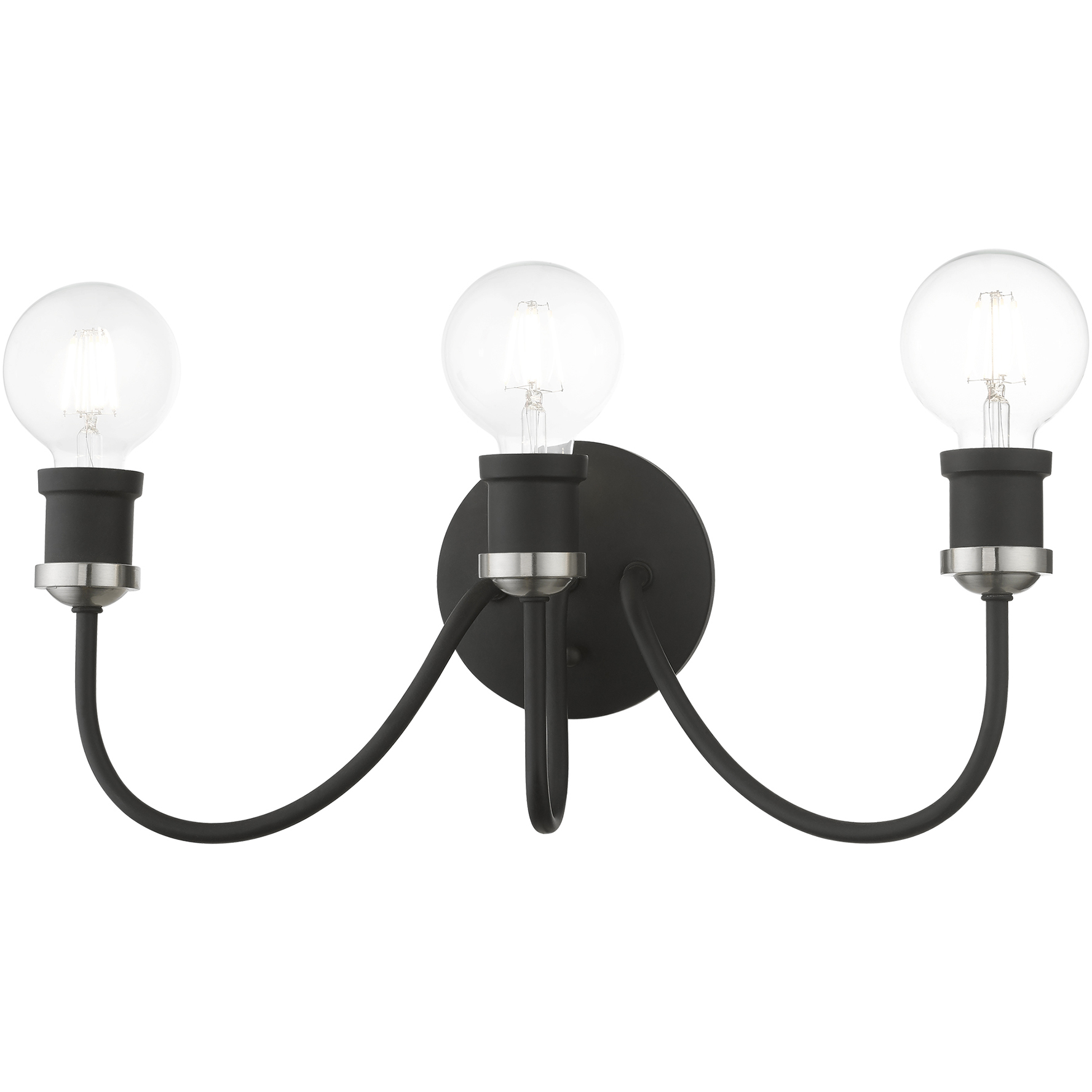 Lansdale 3 Light 19 inch Black with Brushed Nickel Accent Vanity Sconce Wall Light