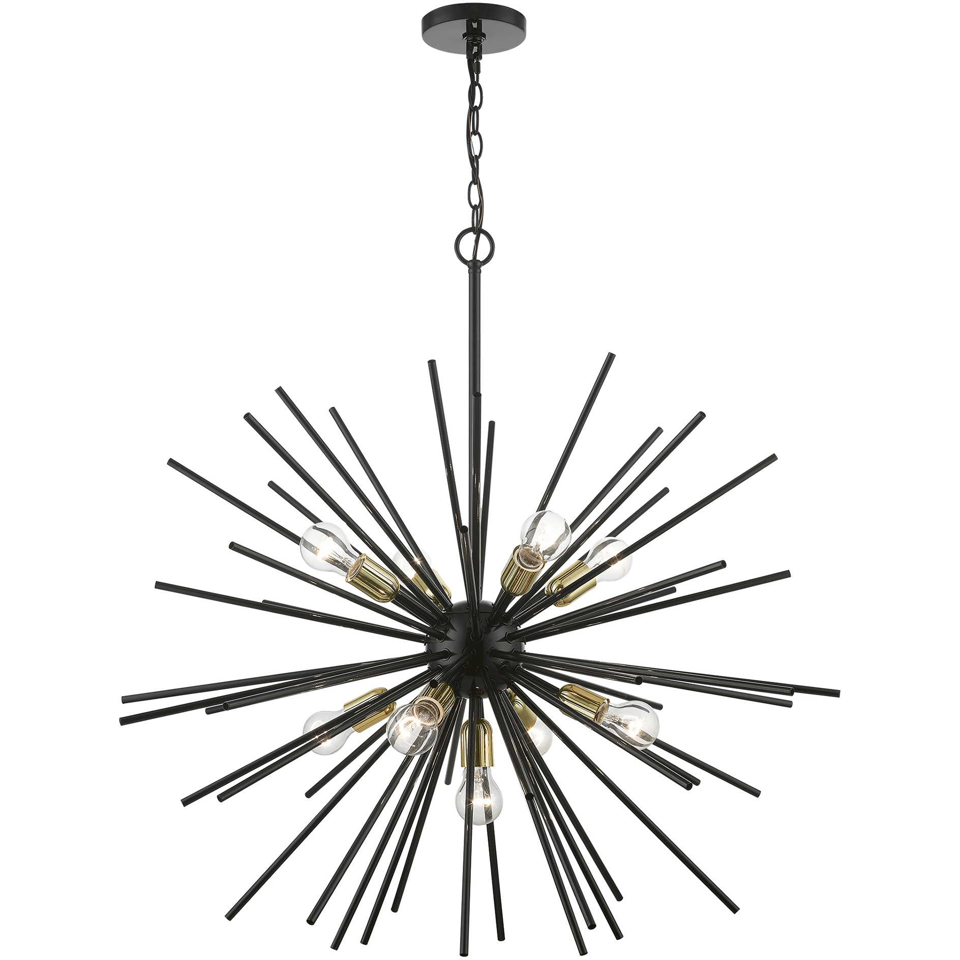 Tribeca 9 Light 34 inch Shiny Black with Polished Brass Accents Foyer Pendant Chandelier Ceiling Light