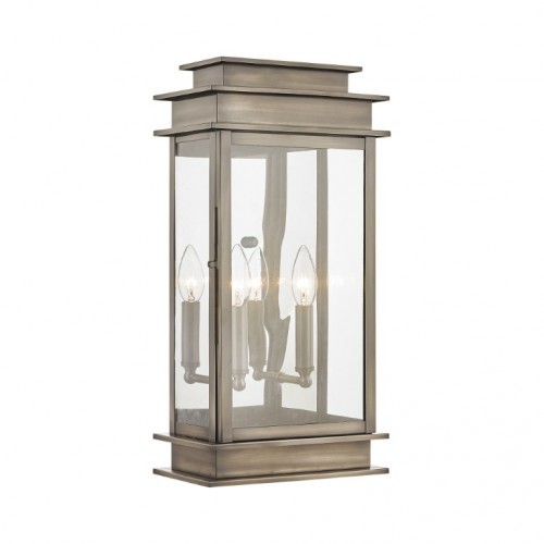 Princeton 2 Light 19 inch Vintage Pewter with Polished Chrome Stainless Steel Reflector Large Outdoor Wall Lantern