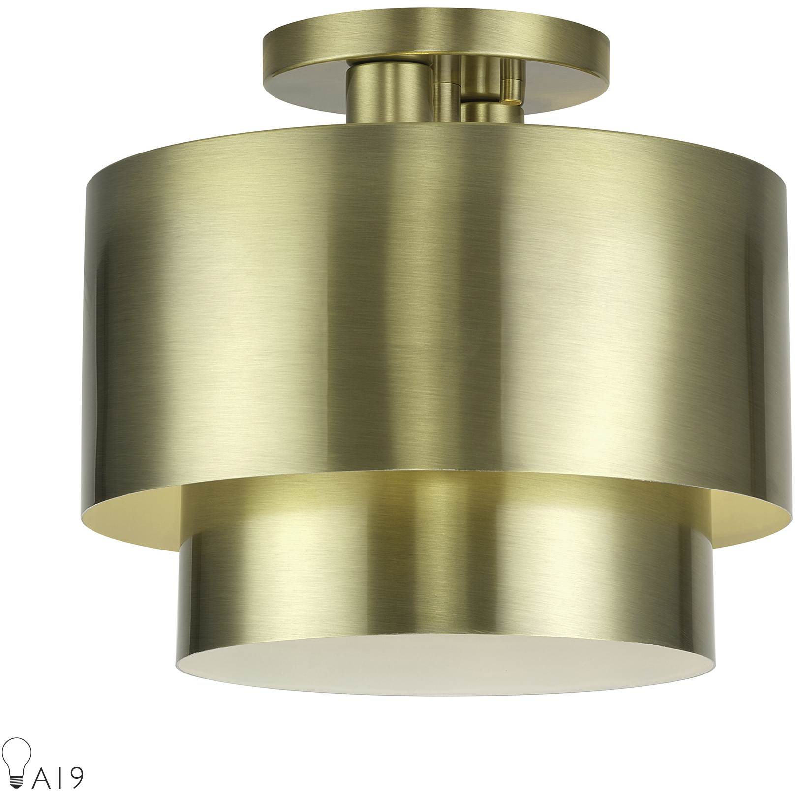 Zolana 2 Light 12 inch Antique Brass Medium Semi-Flush Ceiling Light, Medium
